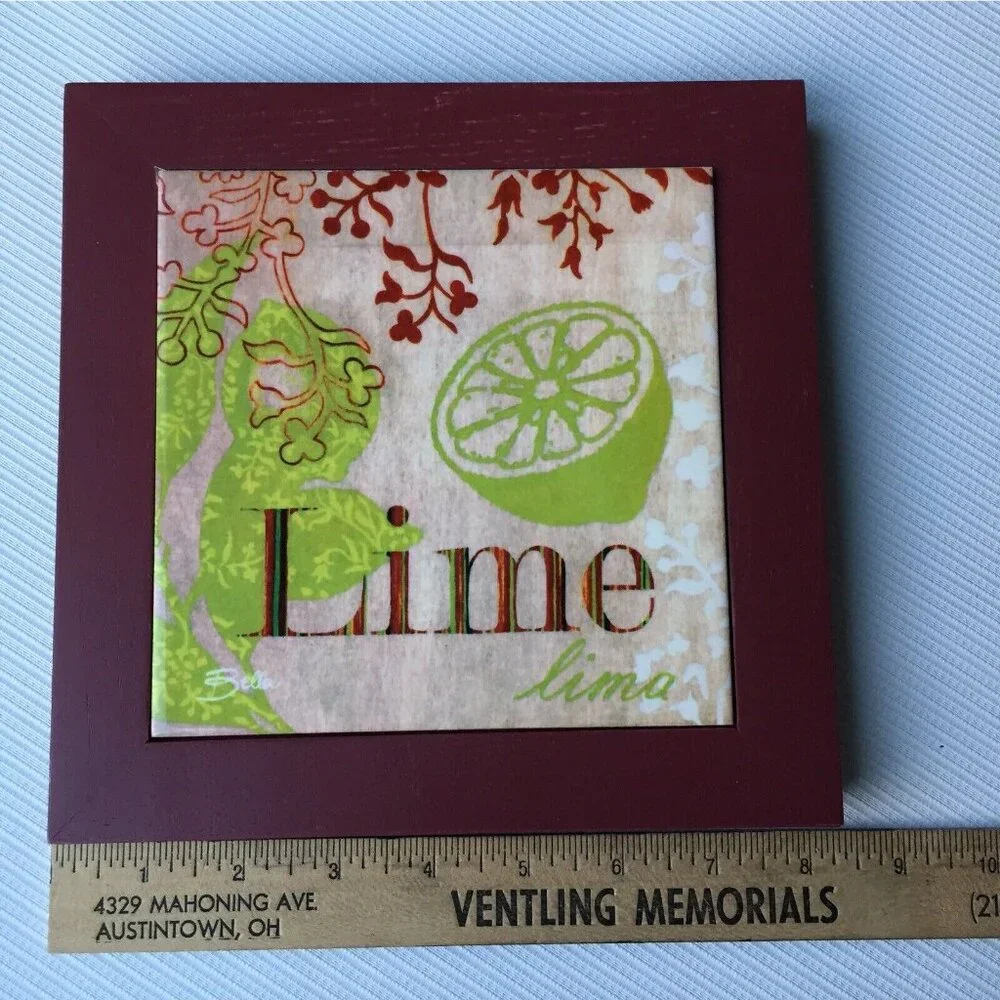 Lime Fruit Art Decorative Hot Plate Trivet Pot Holder Wooden Wall Hanging Decor